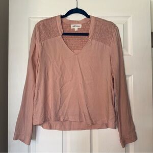Cloth & Stone Pink Smocked Shoulder Blouse